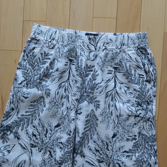 Tahari Linen Wide Leg Pants Size Large Print - Picture 2 of 4